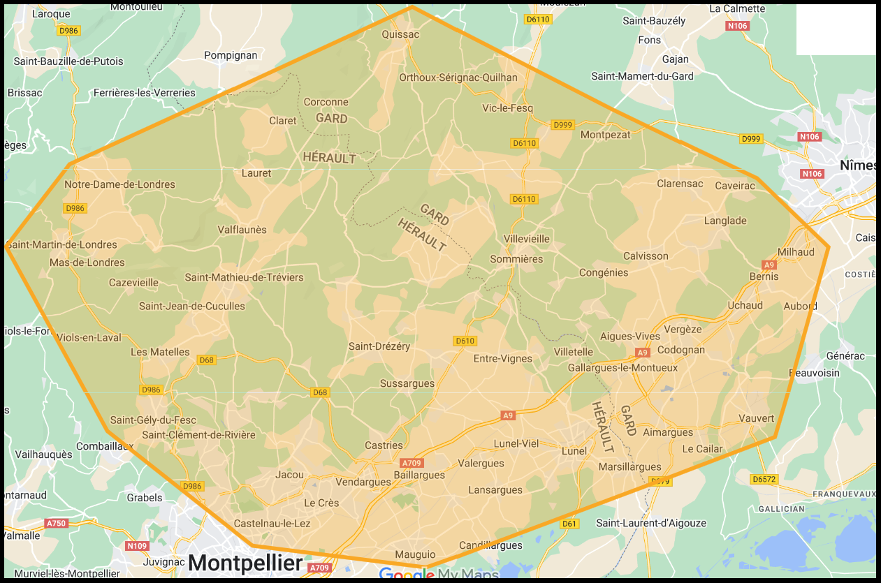 Secteur d'intervention Rênovons avec Théophane MIchaud, entreprise de rénovation dans l'hérault et le gard